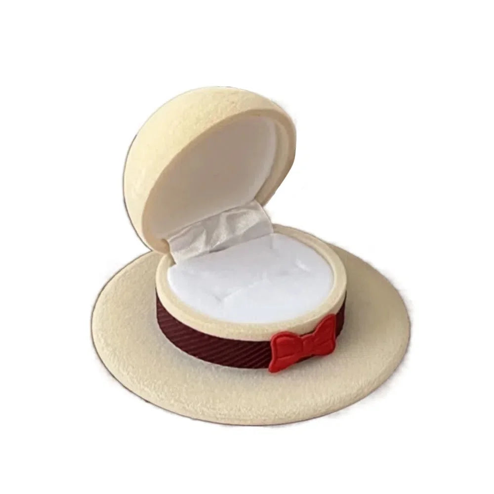 Velvet Jewelry Gift Box – Swan Turtle Mermaid Shapes Jewelry Gift Box PLUSH Beige Hat