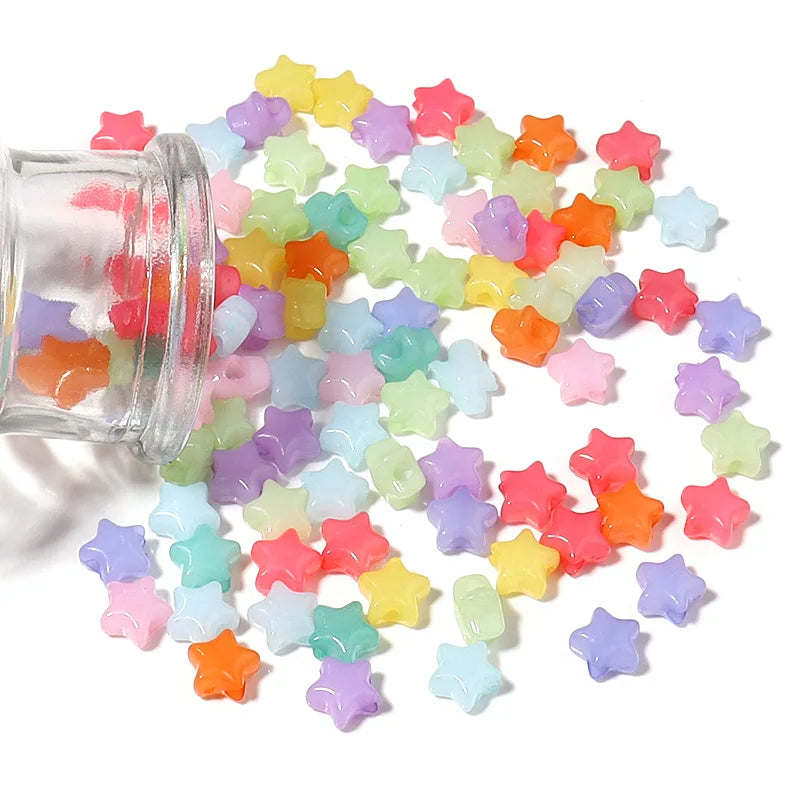 Jelly Color Star & Heart Big Hole Acrylic Beads – 100–500pcs Acrylic Spacer Beads PLUSH