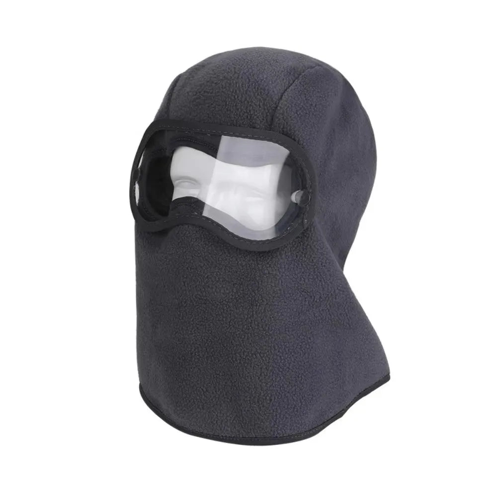 Windproof Fleece Balaclava with Clear Eye Shield | Winter Hood Fleece Balaclava Hood PLUSH Grey