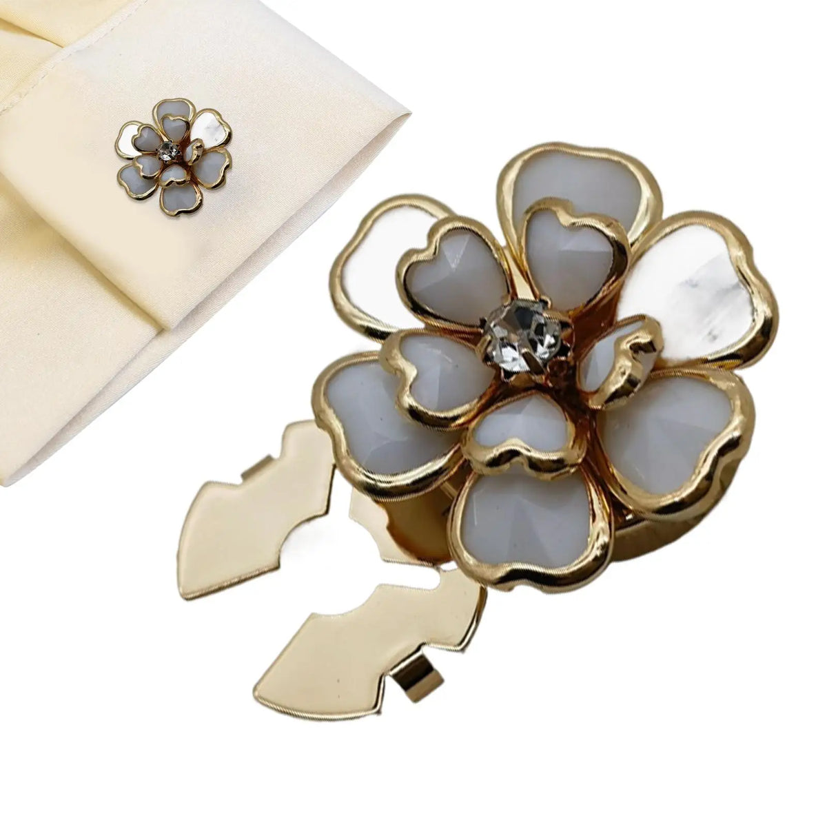 Camellia Flower Button Covers – Rhinestone Cufflinks Women Button Cover Cufflinks PLUSH