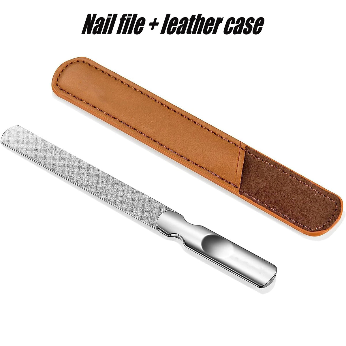 Ouriner Double-Sided Stainless Steel Nail File Bamboo Handle Nail File PLUSH with bag