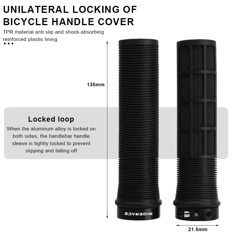 RIDERACE Lock-On MTB Handlebar Grips – Ergonomic TPR Non-Slip Bike Handlebar Grips PLUSH