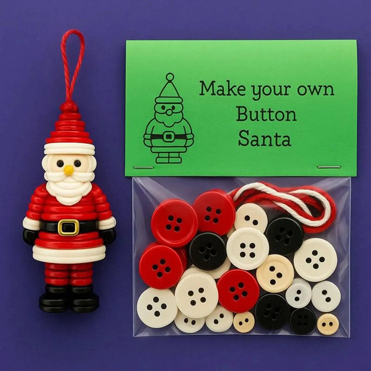 DIY Christmas Button Craft Kit – Snowman & Santa Ornaments DIY Craft Kit PLUSH