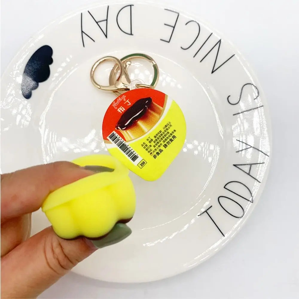 Squeeze Pudding Keychain – Squishy Slow Rebound Food Keyring Novelty Keychain PLUSH Style 4