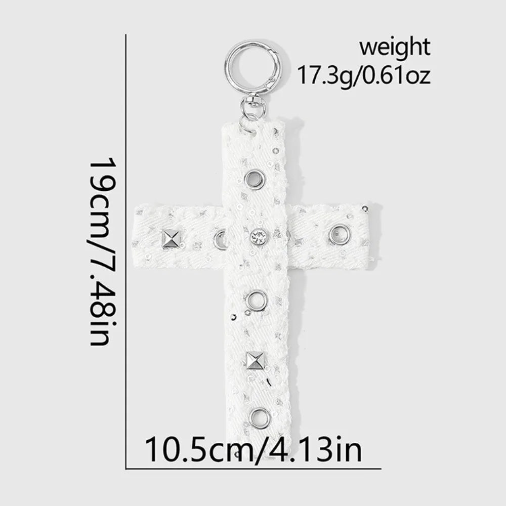 Y2K Gothic Bow Keychain PU Leather Rivet Leopard Keyring Fashion Keychain PLUSH Style 7