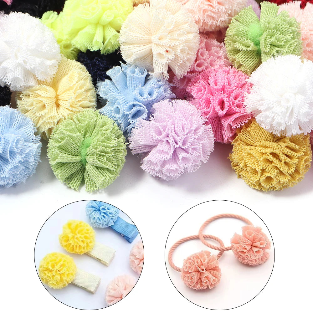 30pcs Tulle Flower Balls for DIY Hair Accessories & Crafts Craft Embellishments PLUSH