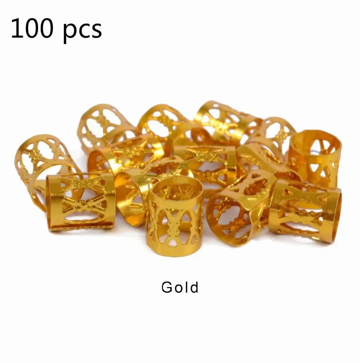 Dreadlock Beads & Braid Cuffs – 50–200pcs Micro Hair Rings
