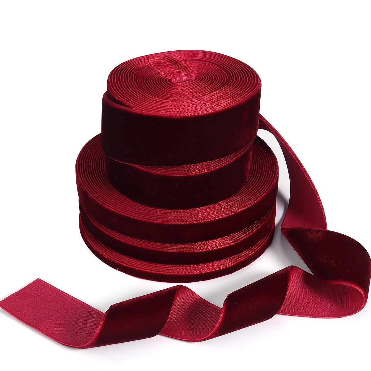 Single Face Velvet Ribbon 1.5" Black Wine Red – 5-10 Yds/Roll Velvet Craft Ribbon PLUSH