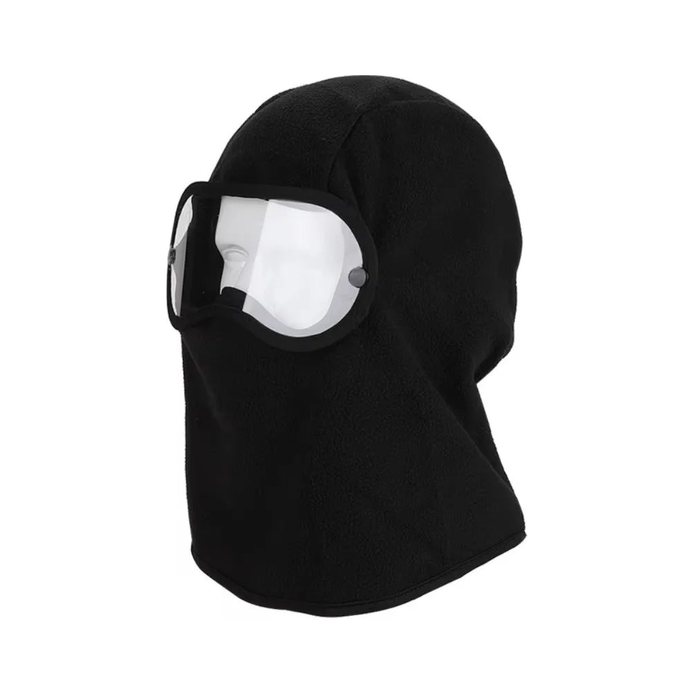 Windproof Fleece Balaclava with Clear Eye Shield | Winter Hood Fleece Balaclava Hood PLUSH Black
