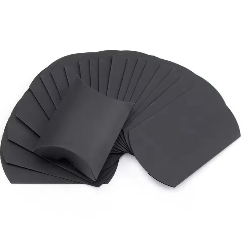 50pcs Kraft Paper Pillow Candy Boxes with Hemp Rope | Party Favors Party Favor Boxes PLUSH Black 50PCS