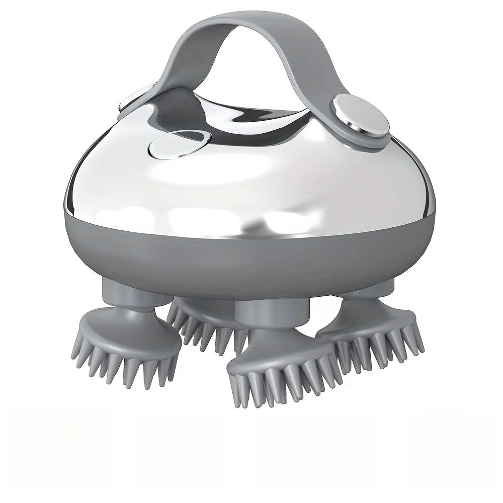 Portable Rechargeable Electric Scalp Massager – Handheld Electric Scalp Massager PLUSH Silver