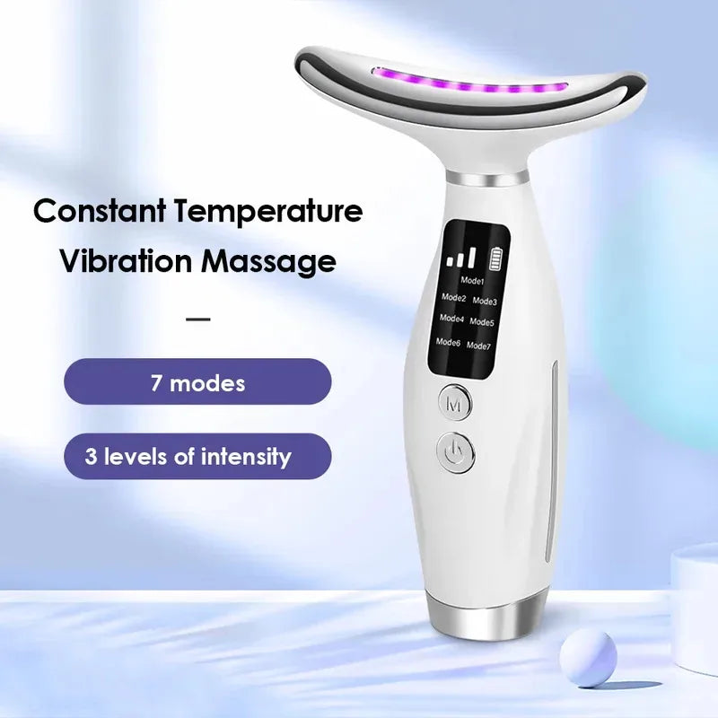 7-Color LED Light Therapy Face & Neck Massager | Skin Tightening LED Skin Massager PLUSH