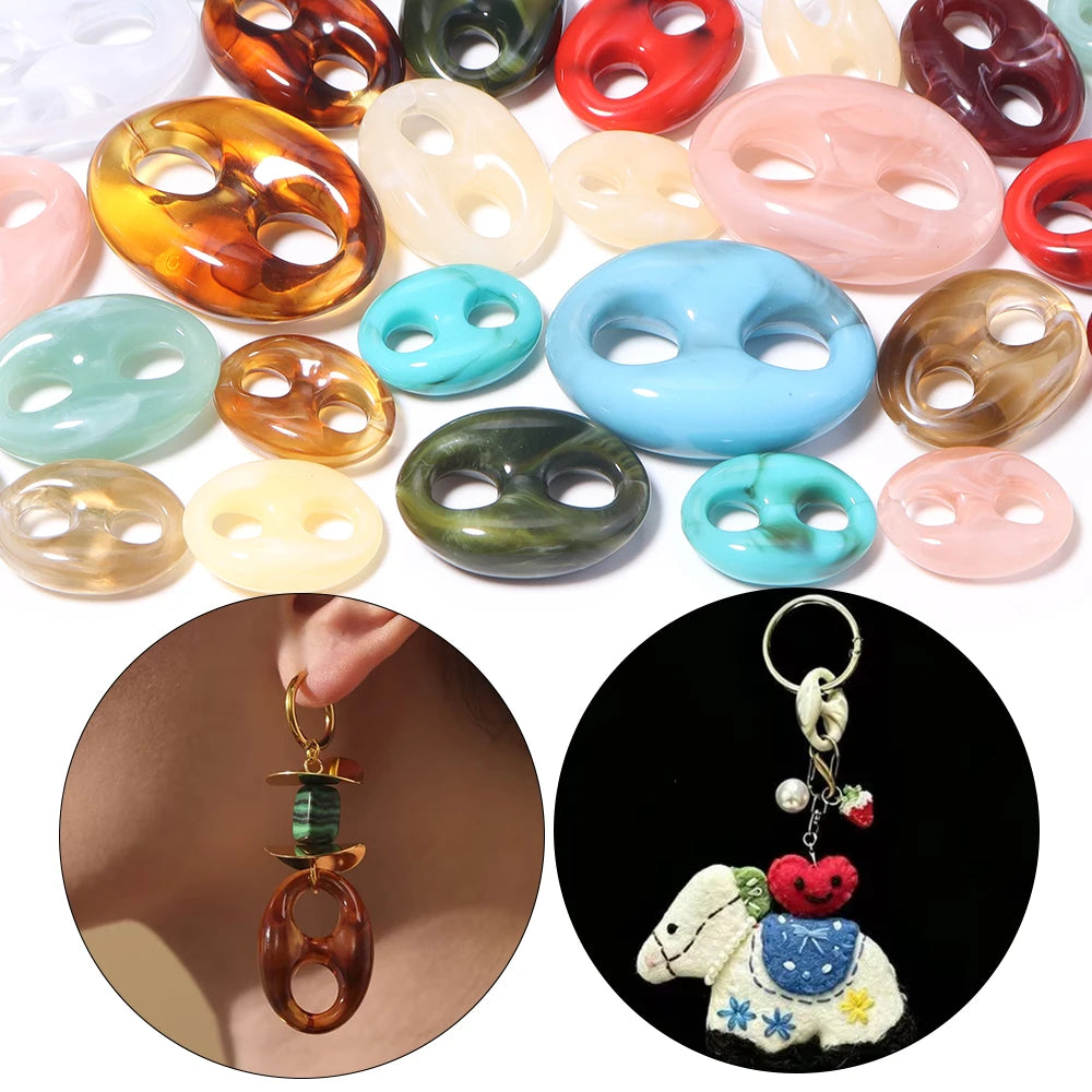 Acrylic Coffee Bean Pig Nose Link Charms DIY Jewelry 5-10pcs Acrylic Jewelry Charms PLUSH