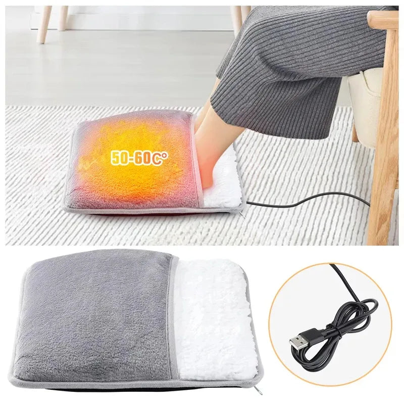 USB Electric Foot Warmer – Soft Plush Washable Heating Pad Electric Foot Warmer PLUSH