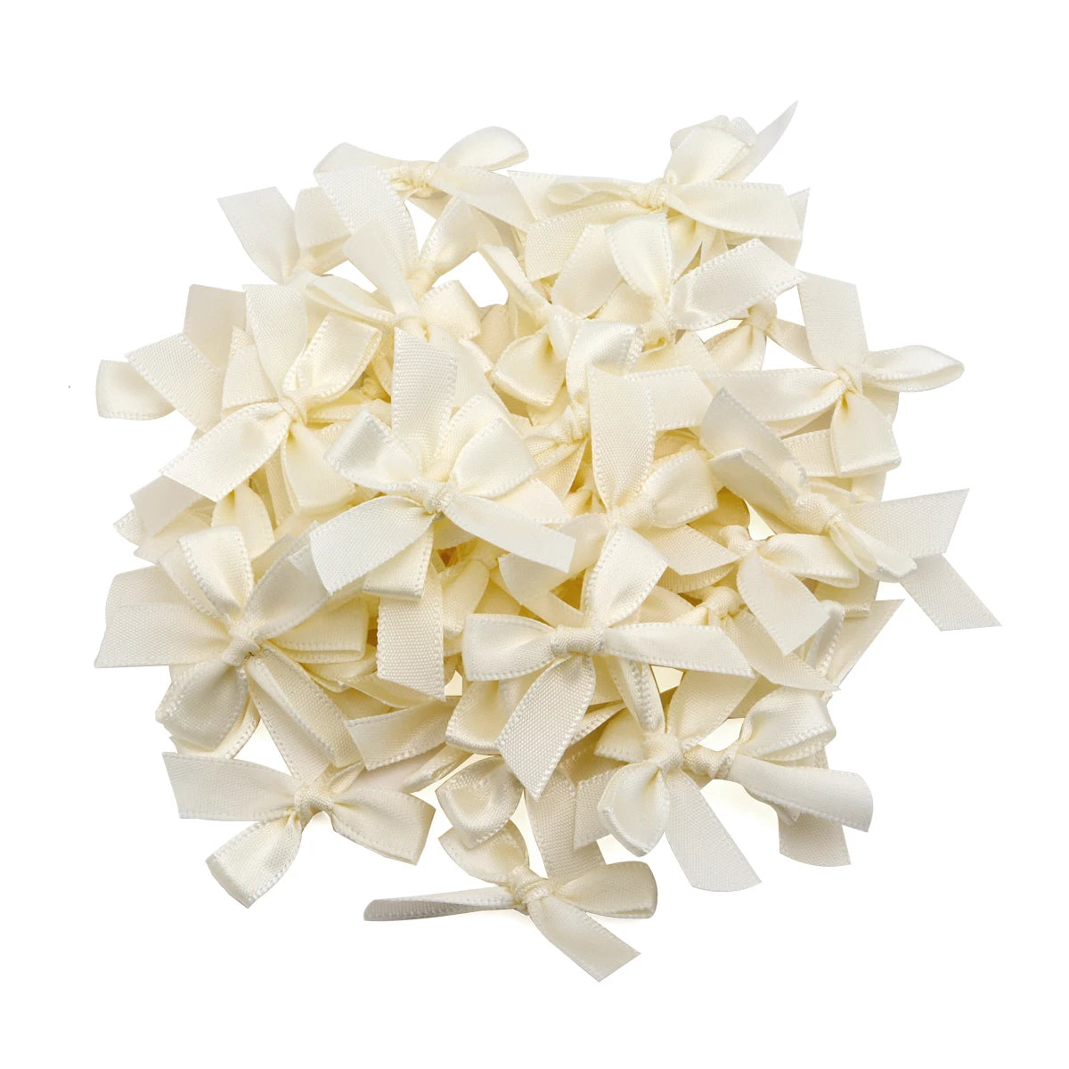 50pcs Satin Ribbon Bows 3.5x4cm – Colorful DIY Craft Decor Ribbon Bows PLUSH Beige 3.5x4cm