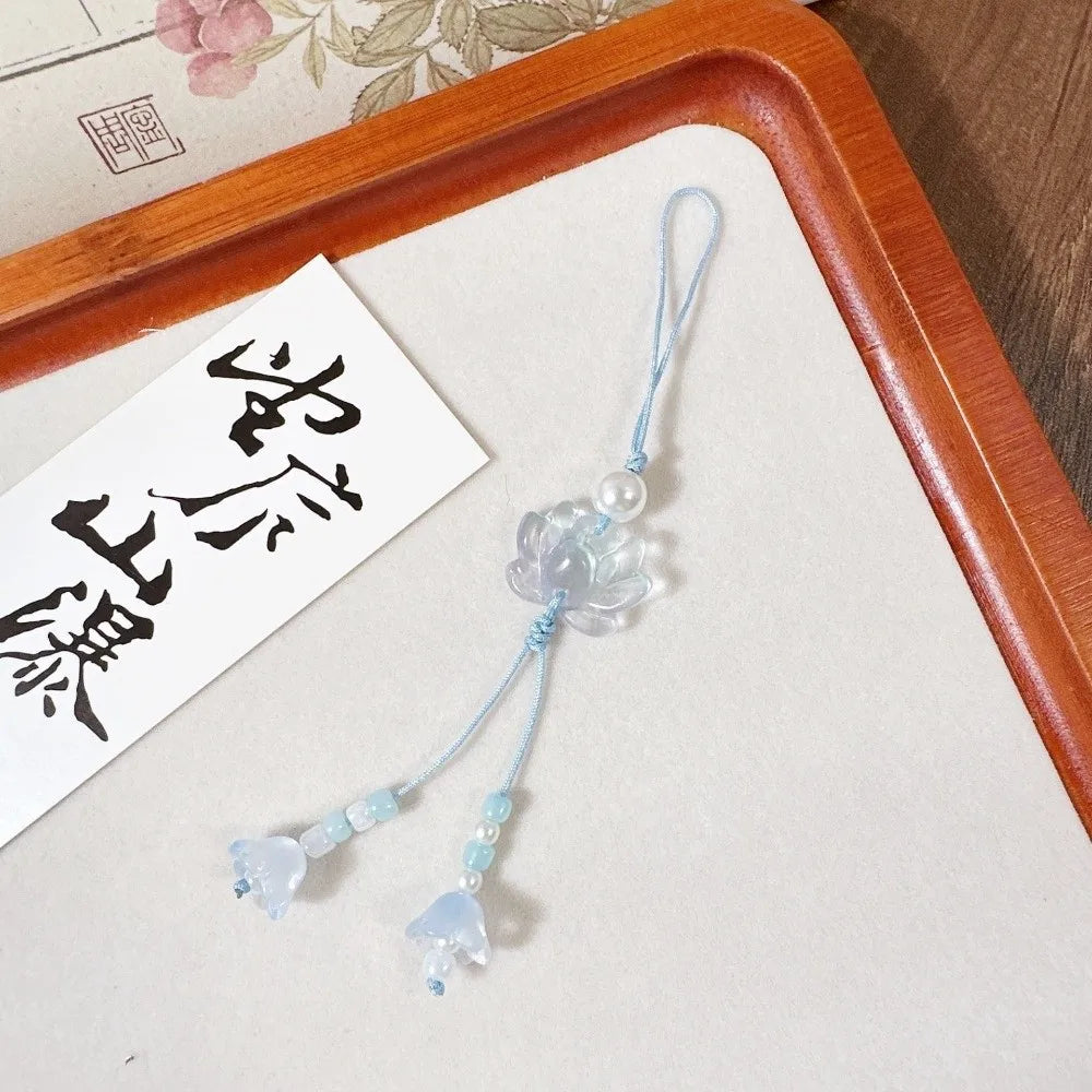 Vintage Lotus Beaded Key Chain – Chinese Tassel Lucky Charm Beaded Key Chain PLUSH Style D