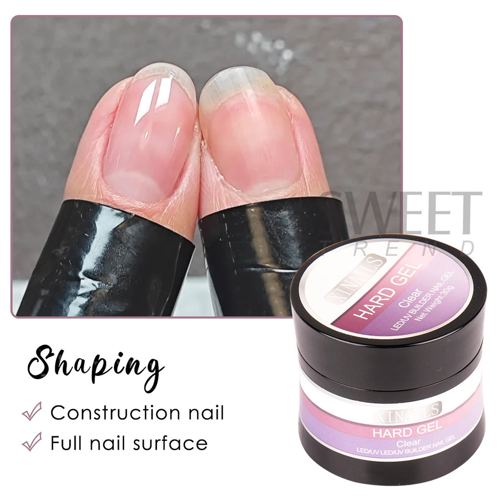 30g Clear Hard Nail Construction Gel – UV Builder & Extension Nail Builder Gel PLUSH