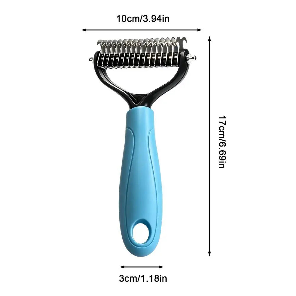 Pet Deshedding Brush – Dog & Cat Undercoat Rake Grooming Pet Grooming Brush PLUSH Blue