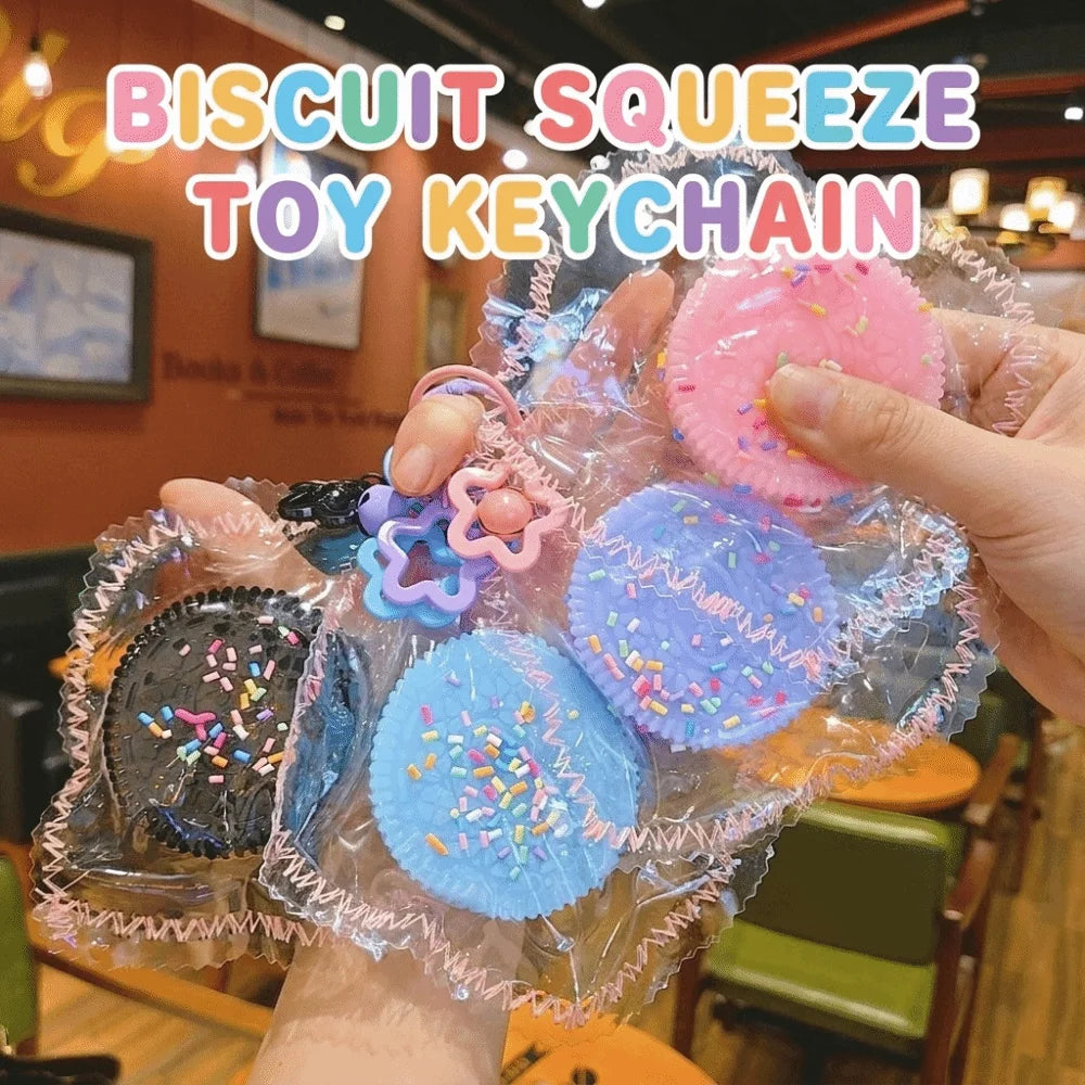 Squishy Biscuit Squeeze Keychain – Soft Slow Rebound Fidget Squishy Fidget Keychain PLUSH