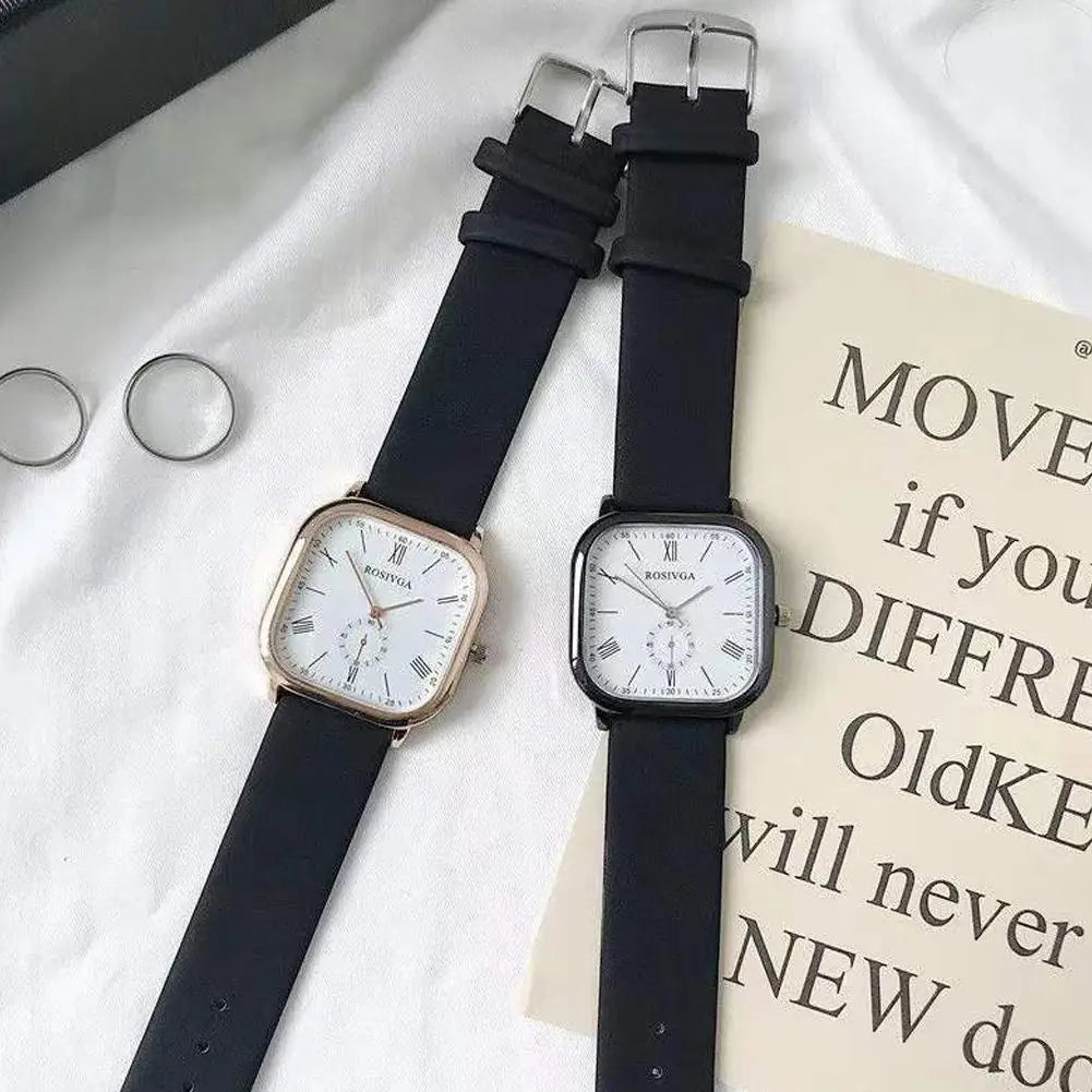 Square Dial Quartz Watch – Silicone Strap Men Women Students Quartz Wristwatch PLUSH
