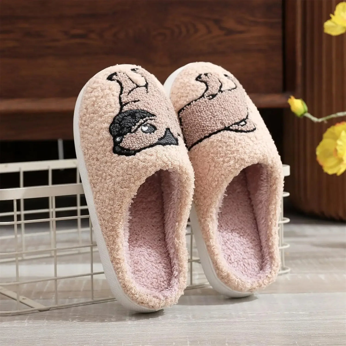 Cartoon Animal Plush Slippers – Cute Dog & Cat Design Plush Novelty Slippers PLUSH