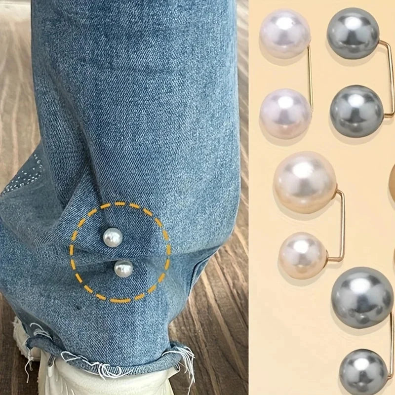 2pcs Pearl Jeans Ankle Clip & Pants Length Adjuster Buckle Clothing Clip Adjuster PLUSH