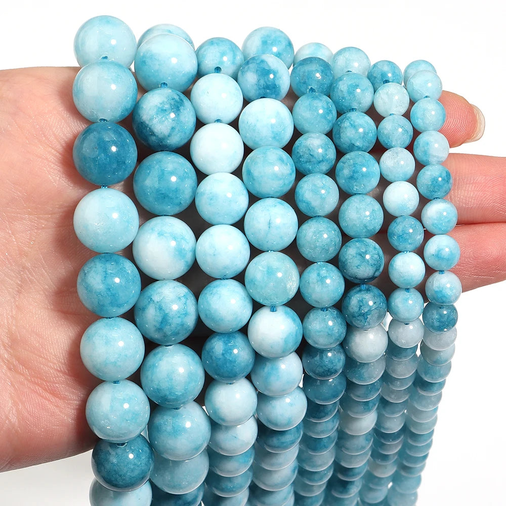 Blue Larimar Natural Stone Spacer Beads – 1 Strand for DIY Natural Stone Beads PLUSH