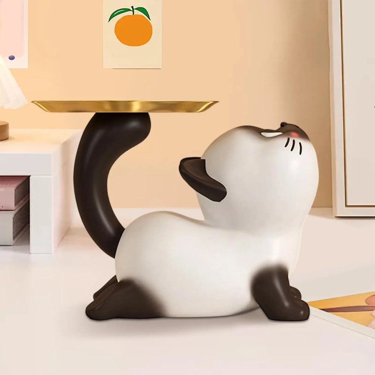 Siamese Cat Key & Trinket Holder – Resin Desktop Organizer Decorative Trinket Holder PLUSH