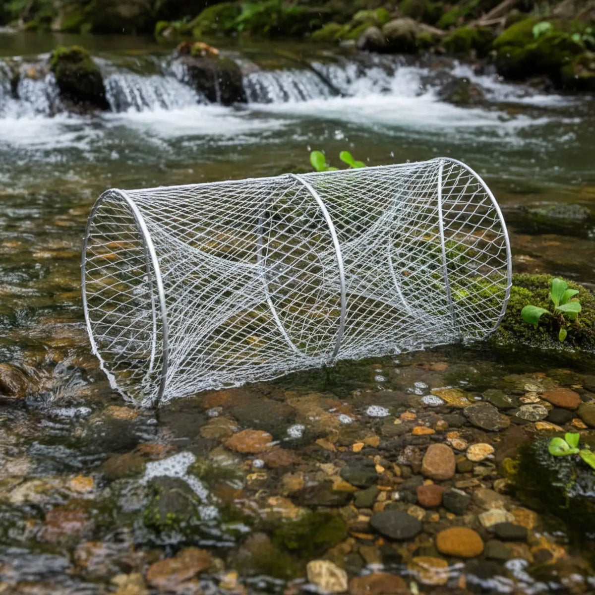 Foldable Fishing Basket Trap – Funnel Entry Carp & Catfish Fishing Basket Trap PLUSH