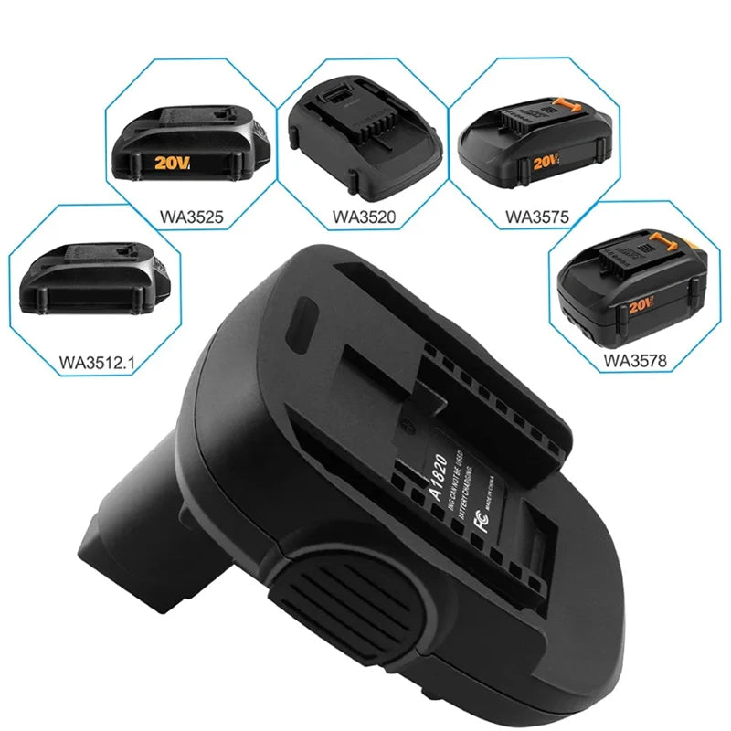 Worx WA1820 Adapter 18/20V Li-Ion to 18V NiCad Power Tools Battery Adapter PLUSH