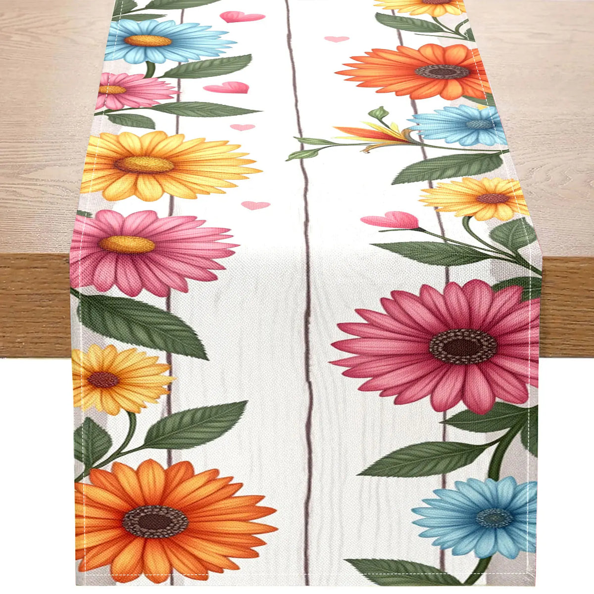 Spring Floral Table Runner – Yellow Pink Blue Floral Print Floral Table Runner PLUSH A 33X183Cm