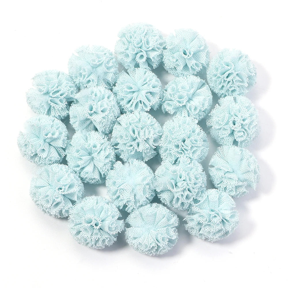 30pcs Tulle Flower Balls for DIY Hair Accessories & Crafts Craft Embellishments PLUSH mint green
