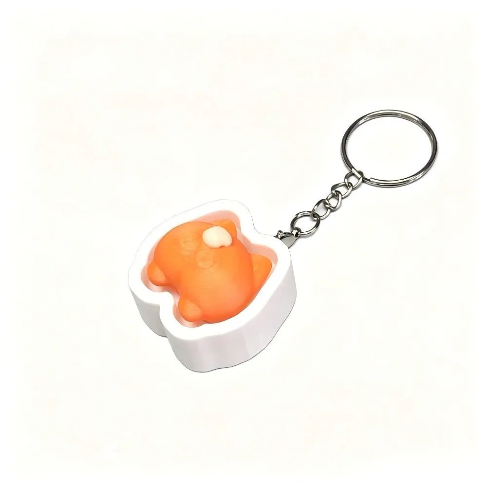 Cute Animal Fidget Clicker Keychain – Slow Rebound Squeeze Toy Fidget Keychain PLUSH Corgi butt