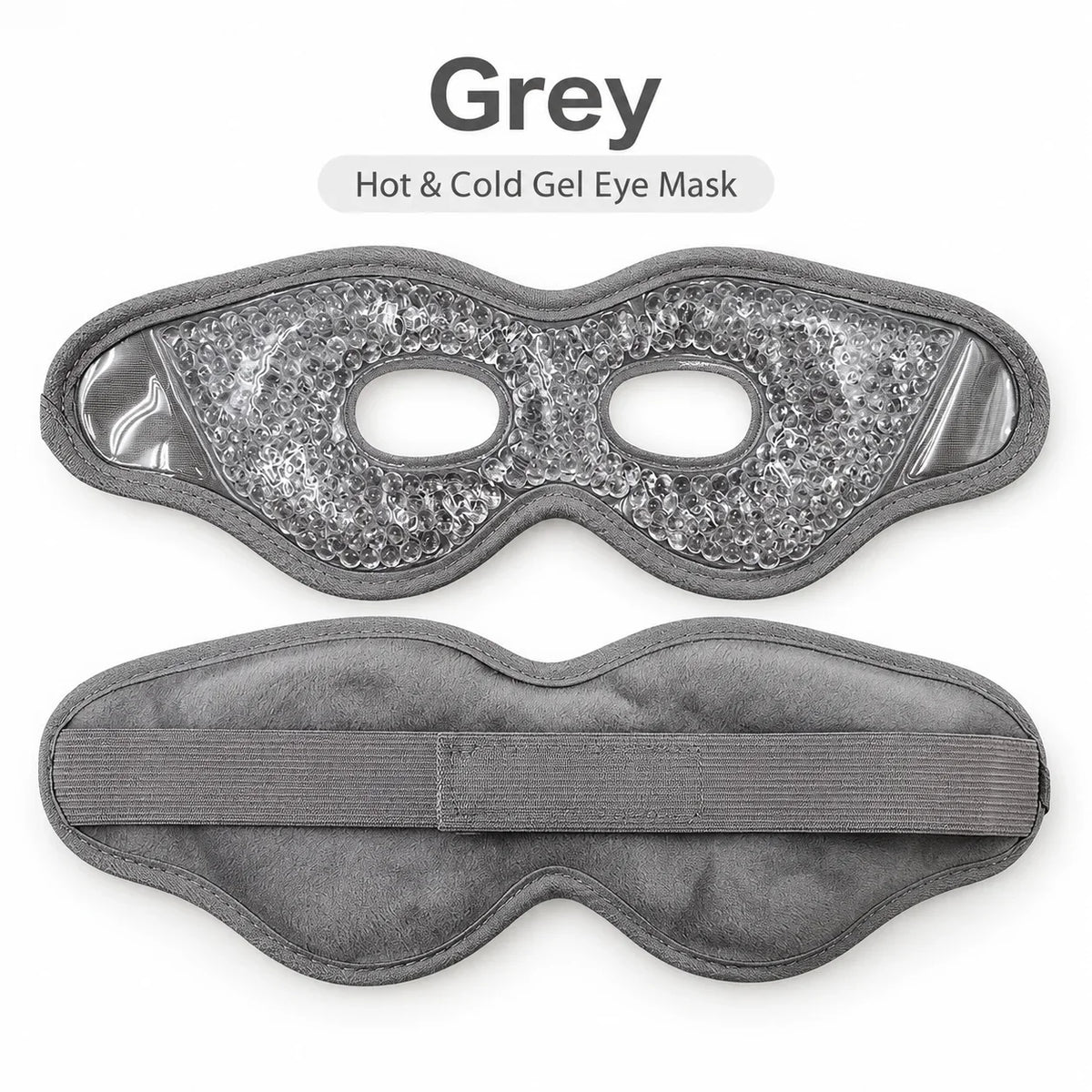 Reusable Hot Cold Gel Bead Eye Mask with Holes – Plush Compress Gel Eye Mask PLUSH Grey