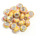 20pcs Marble Ink Acrylic European Large Hole Spacer Beads DIY Acrylic Spacer Beads PLUSH yellow