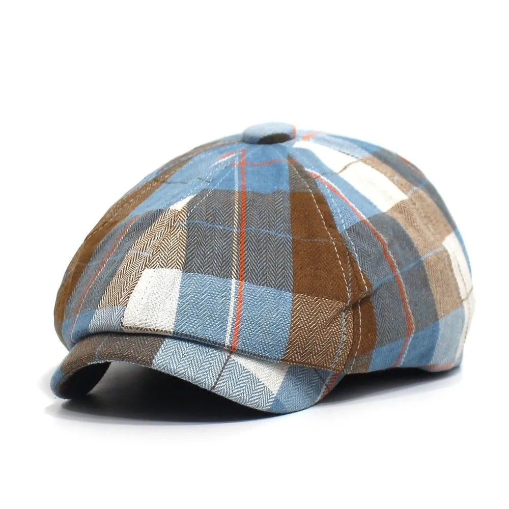 Women's Plaid Newsboy Beret Cap – Lightweight Octagonal Hat Newsboy Beret Cap PLUSH Style C
