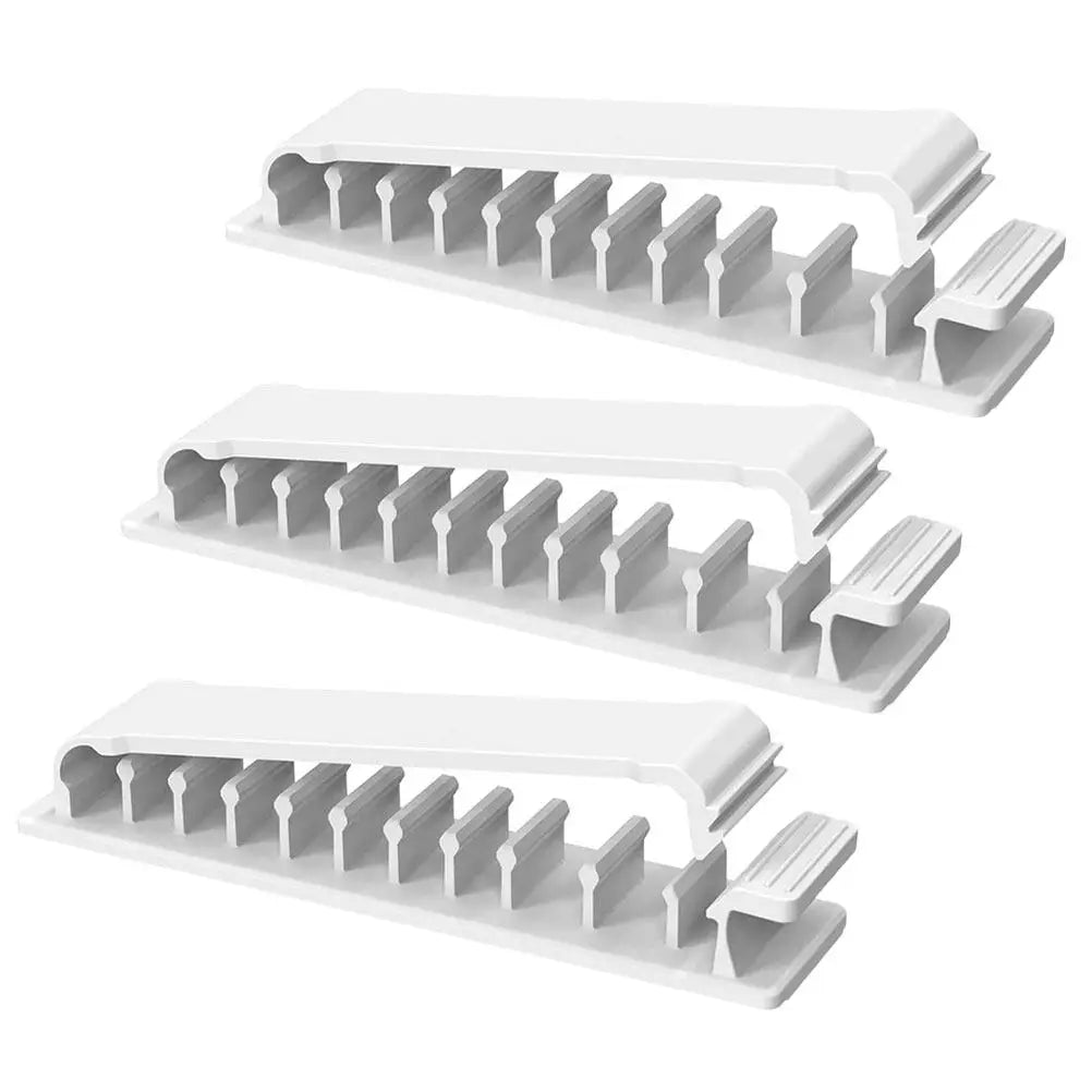 Foxnovo 3pc Adhesive 10-Slot Cable Organizer Cord Clips Cable Organizer Clips PLUSH