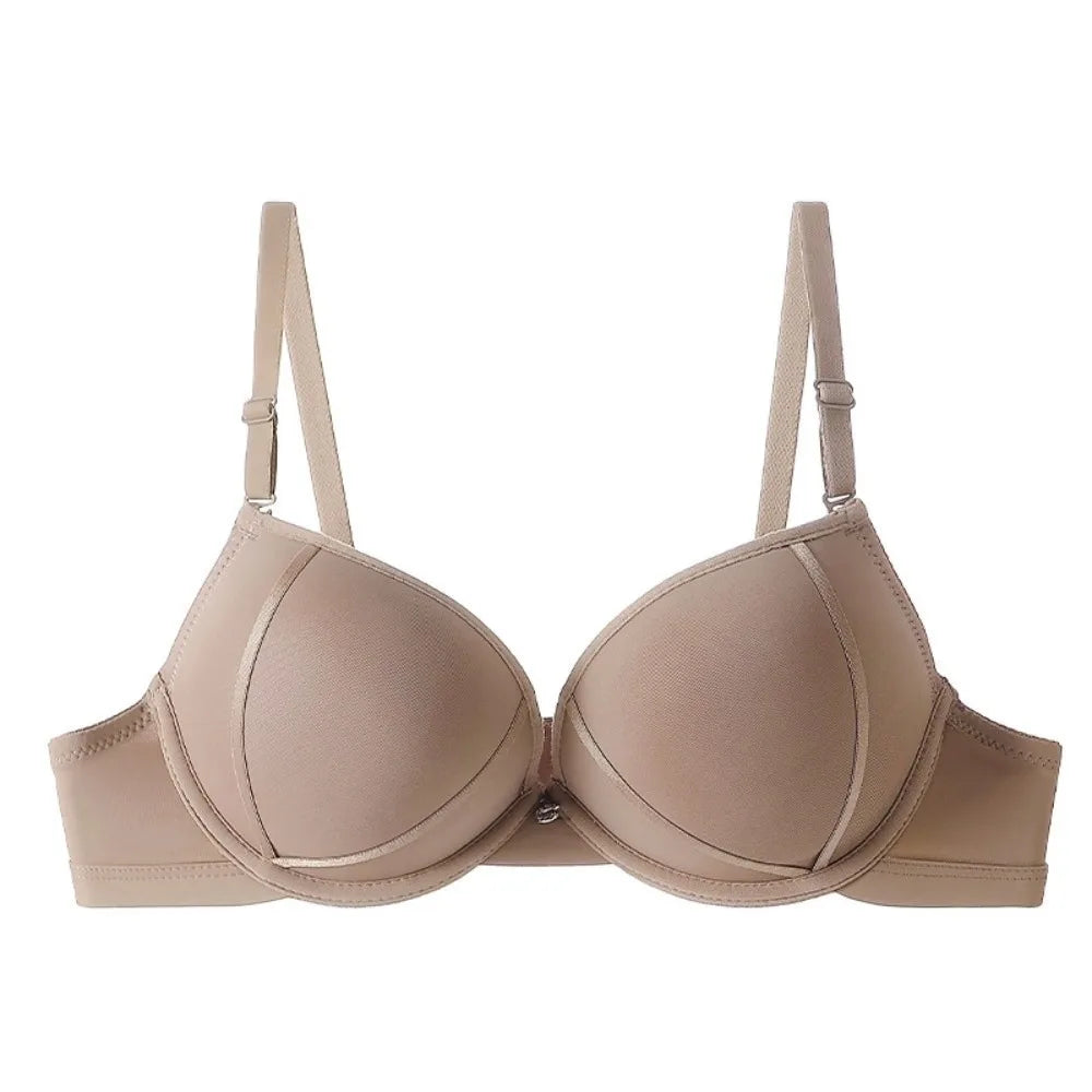 Women's Deep V Push-Up Bra with Crystal Detail – Yoga Women's Push-Up Bra PLUSH Coffee M