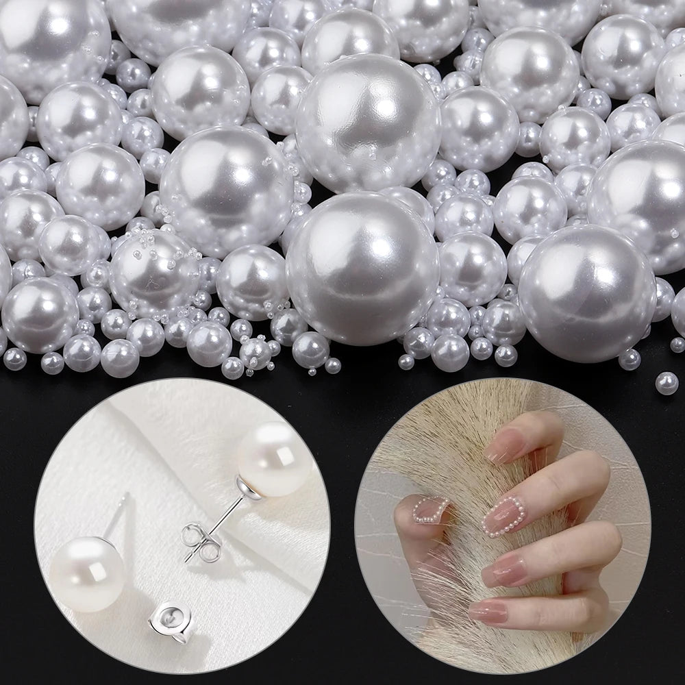 No Hole ABS Imitation Pearl Beads 10–1000pcs | DIY Jewelry Craft Imitation Pearl Beads PLUSH