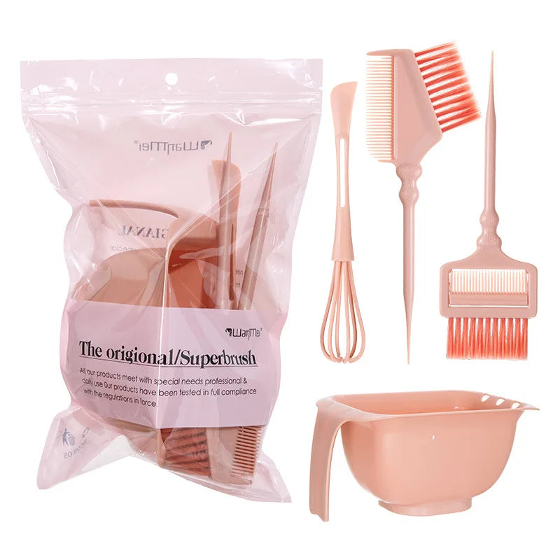 WANMEI All-in-One Hair Dye Kit – Reusable Salon Tools Set Hair Dye Tool Kit PLUSH Pink set