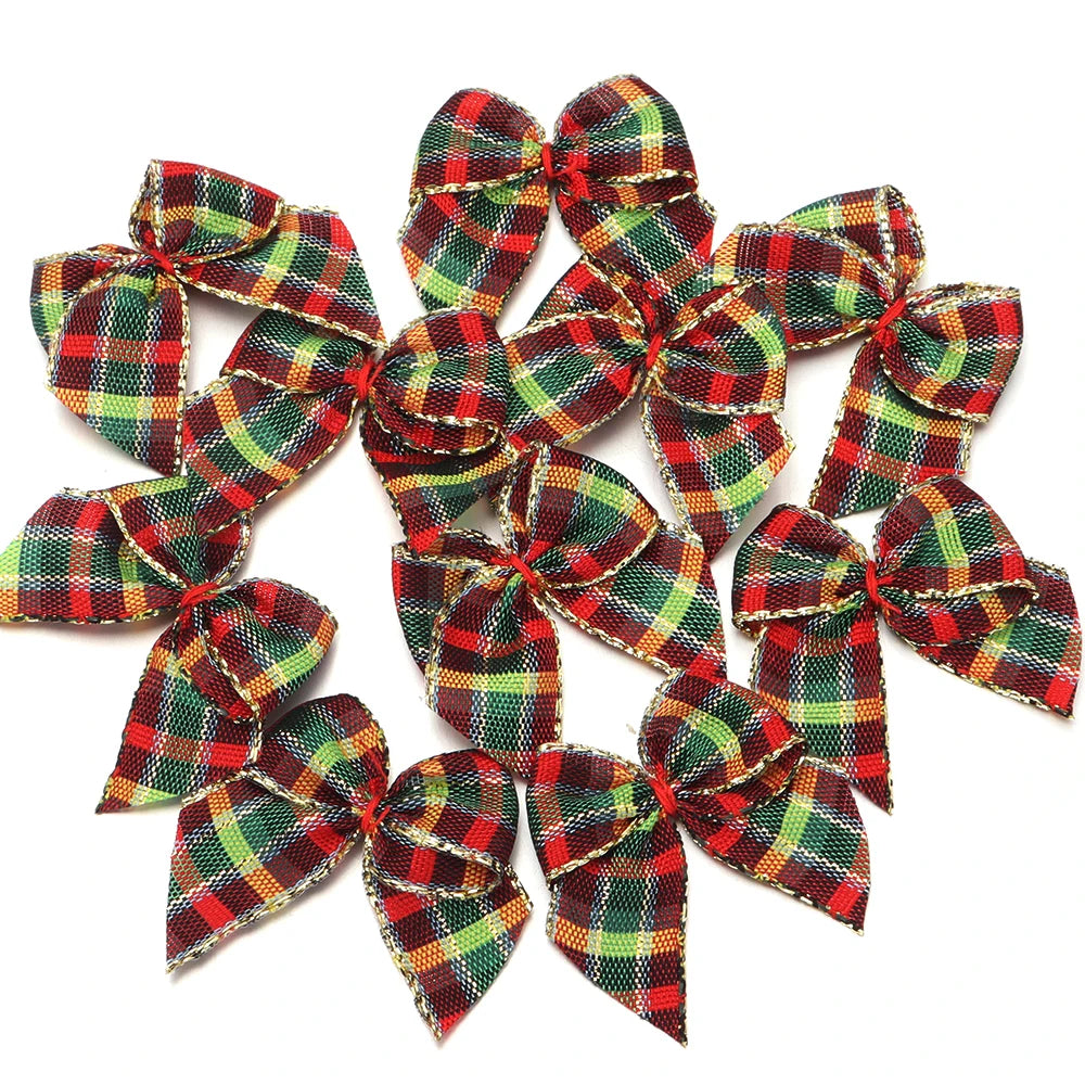 20pcs Christmas Plaid Bows – DIY Jewelry, Hair & Craft Decor Craft Bow Embellishments PLUSH 03 3x4cm