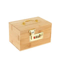 Wooden 3-Digit Combination Lock Piggy Bank | Treasure Money Box Piggy Bank PLUSH Wood color