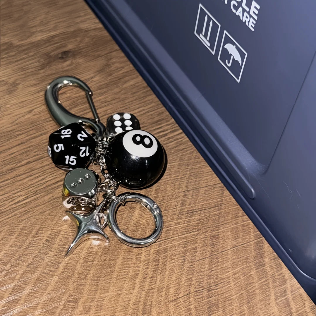 Star Dice Black Eight Ball Retro Keychain & Bag Pendant Keychain Pendant PLUSH