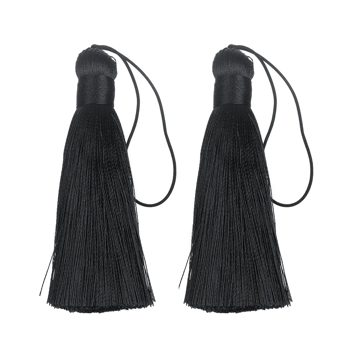 6pcs Colorful Silky Tassel Pendants – DIY Jewelry & Home Decor Tassel Fringe Pendant PLUSH black