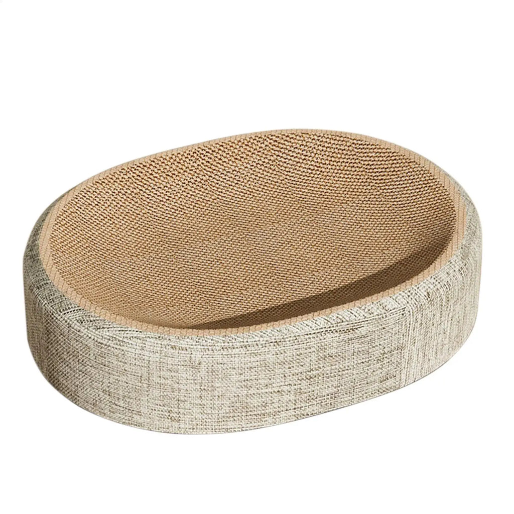 2-in-1 Oval Cat Scratching Board & Cozy Bed – Sisal Pad Cat Scratcher Bed PLUSH