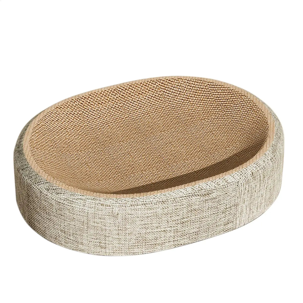 2-in-1 Oval Cat Scratching Board & Cozy Bed – Sisal Pad Cat Scratcher Bed PLUSH