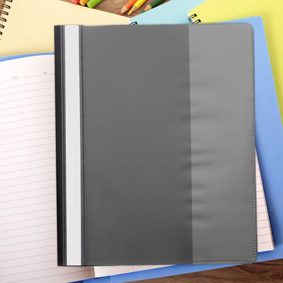 12-Pack A4 Plastic File Folders – Dual Hole Document Sleeves Plastic File Folders PLUSH