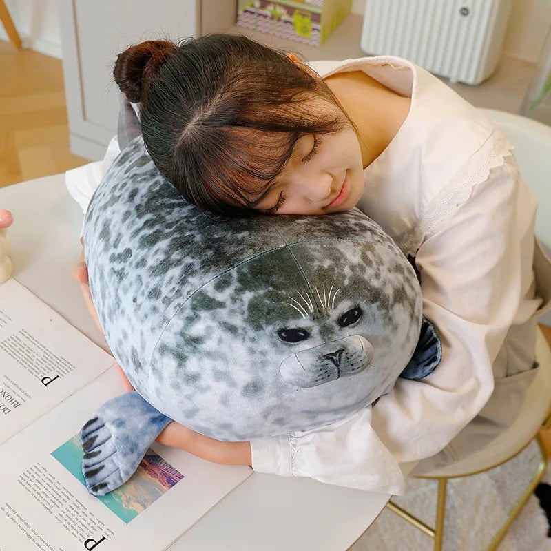 Realistic Fluffy Seal Plush Stuffed Animal Toy Pillow – Kawaii Gift Stuffed Animal Plush PLUSH