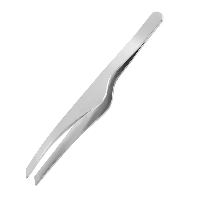 Stainless Steel Slant Tip Tweezers – Eyebrow & Lash Tool Makeup Tweezers PLUSH Silver