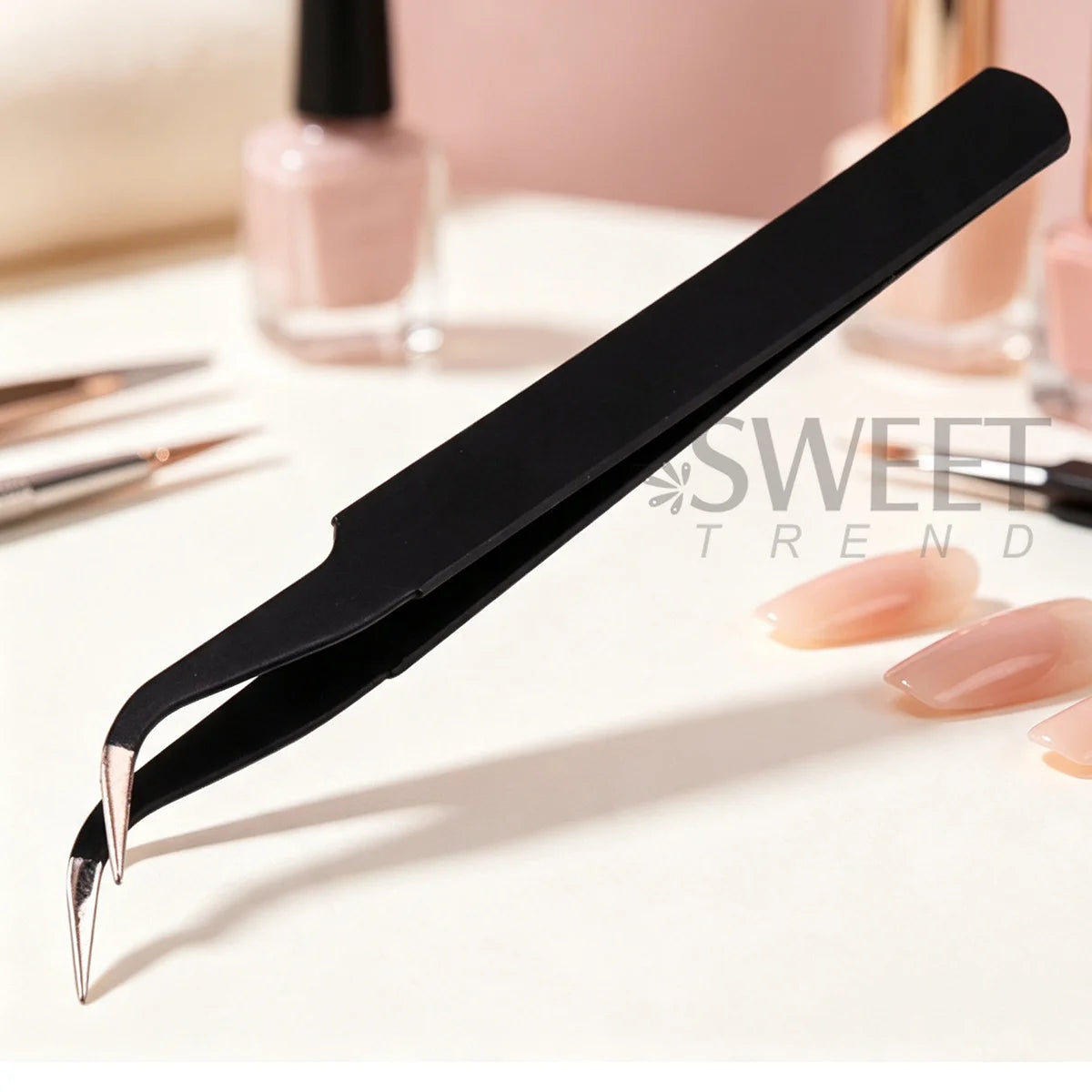Curved Tip Black Metal Nail Tweezers 5/10pcs – Manicure Tool Nail Art Tweezers PLUSH